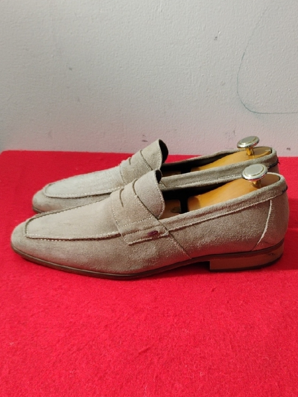 Bruno Magli Men's Suede Penny Loafers in Beige - Picture 3 of 10